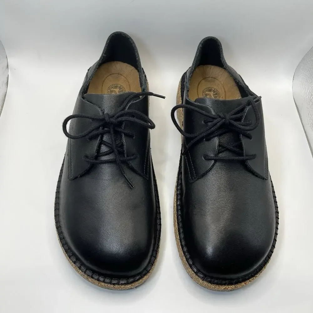 Birkenstock Gary Leather Shoes EU 41 Mens 8-8.5 Women 10-10.5 Vintage Wood Black